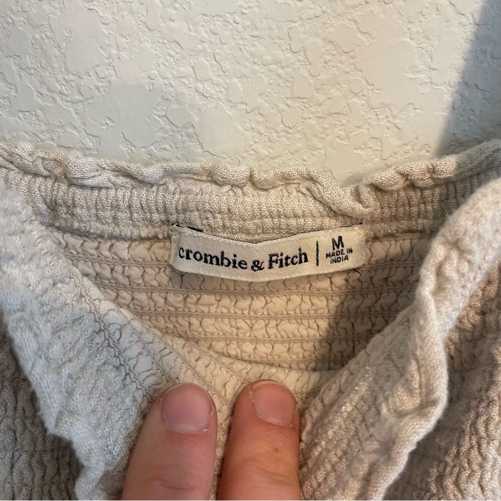 Abercrombie & Fitch Smocked Linen Blend Romper Tan Size M - Picture 7 of 12
